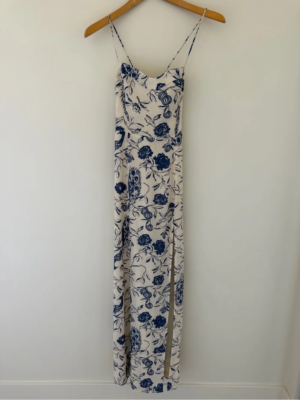 Abercrombie & Fitch Cream Maxi Slip Dress with Navy Floral Print